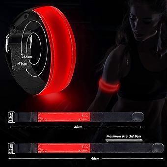 Lot de 2 bracelets LED rechargeables, bande réfléchissante USB, brassards, bracelets de course pour le jogging, rouge sport