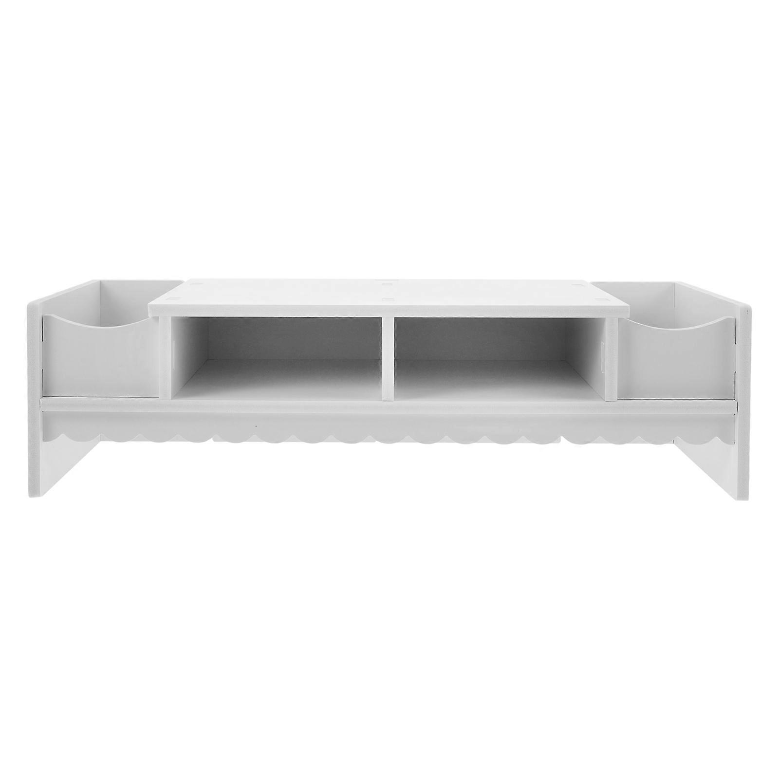 White PVC Monitor Shelf for Storage Ideal for Eyeglasses Keys Remote Control Watch on Desktop 1 Pc