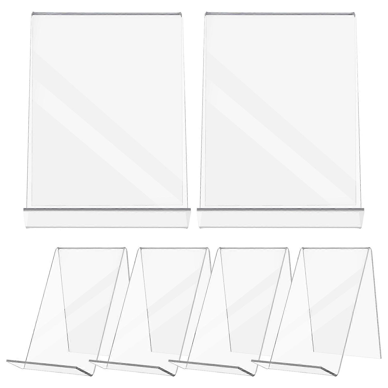 Book Stand Acrylic Book Stand for Display 6Pcs Transparent Document Rack