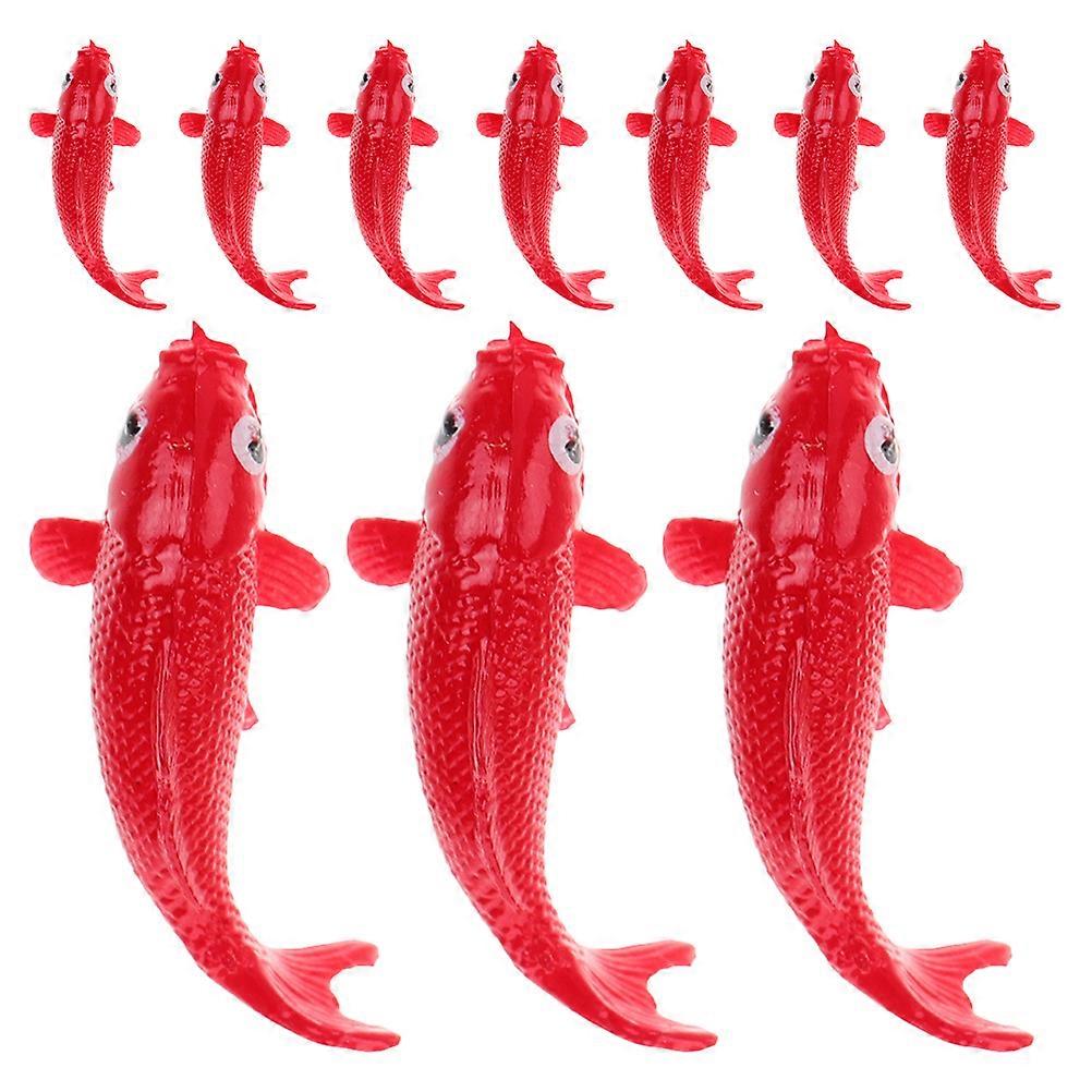 Mini Koi Fish Figurines Resin for Aquarium Display 10Pcs Realistic Red Models