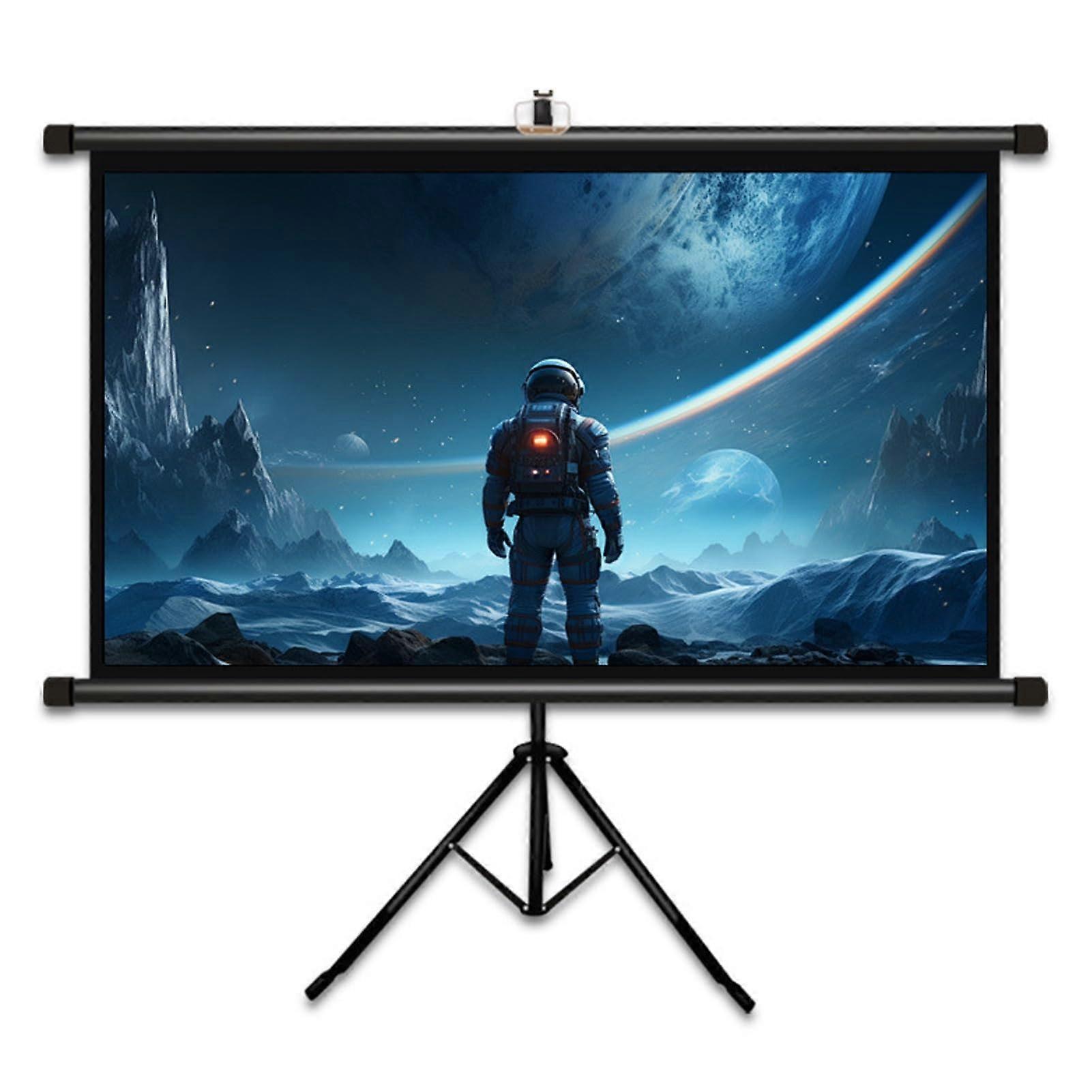 Portable Projector Screen With Tripod Stand 6092 In White 16:9 4K HD Wrinkle RollUp Adjustable Height Carry Bag