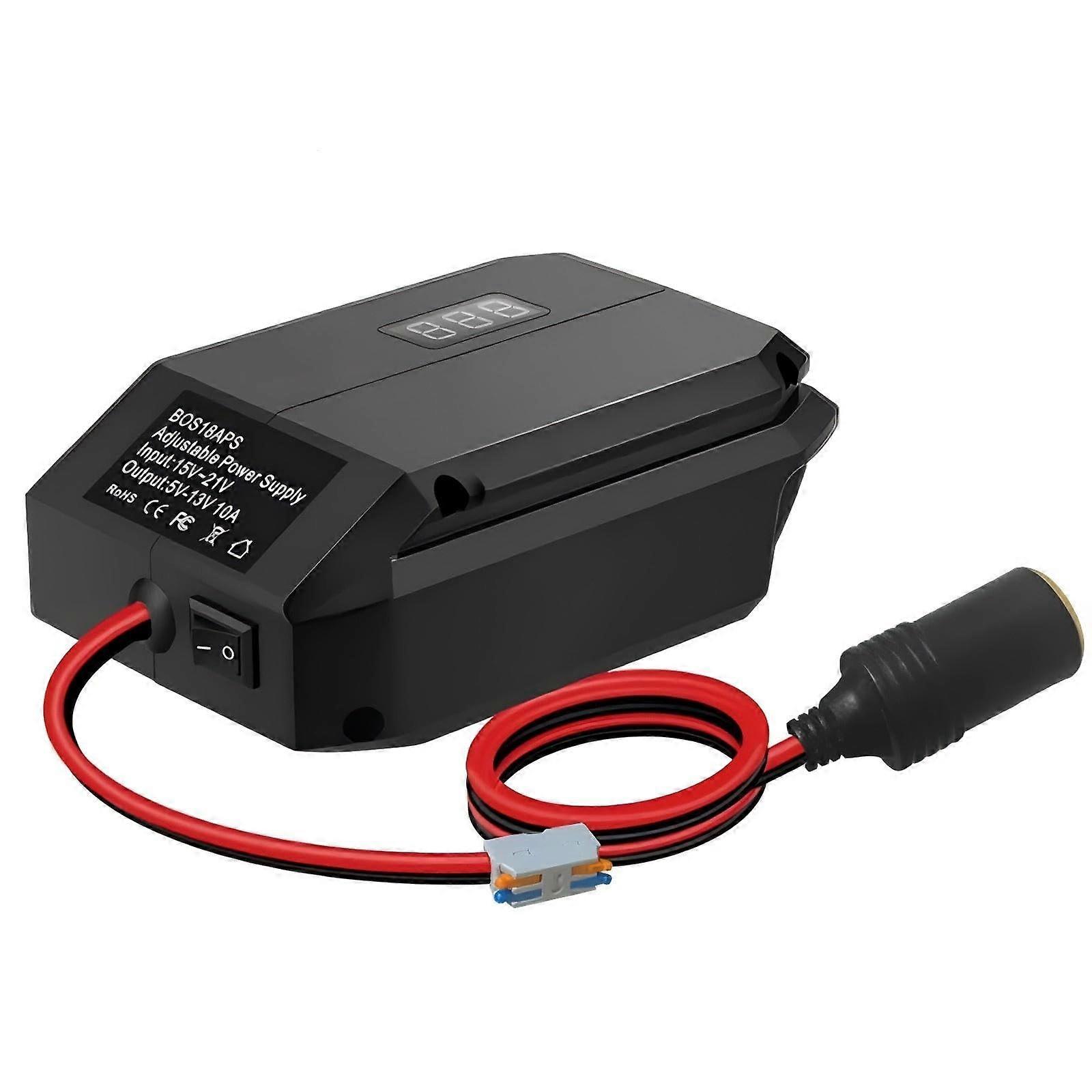 18V Battery Adapter with Adjustable 12V Output Converter for Bosch 18V Batteries, Car Fridge and Cigarette Lighter