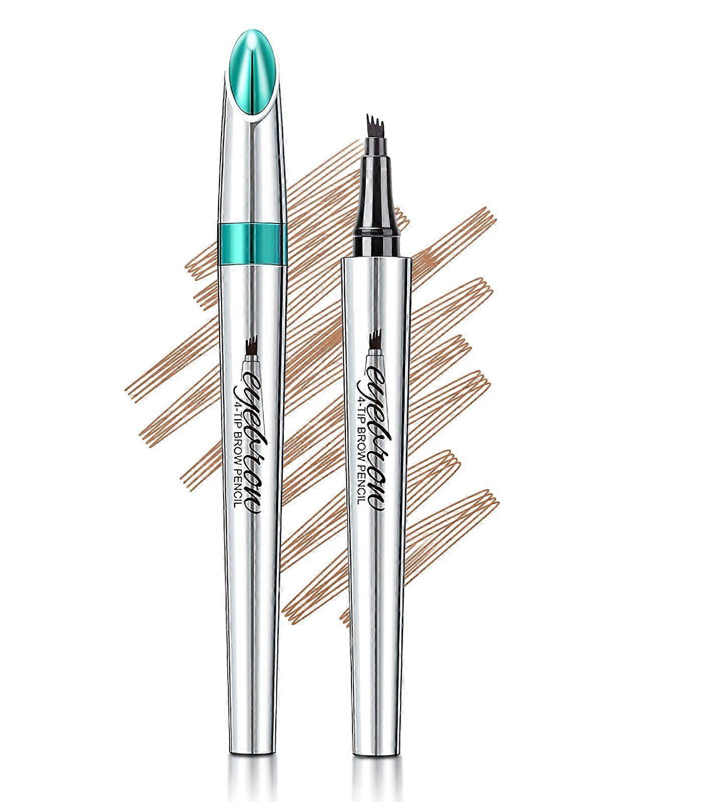 Eyebrow Microblading Pen with 4 Fork Tip Dark Brown, Waterproof Smudgeproof Long Lasting Finish