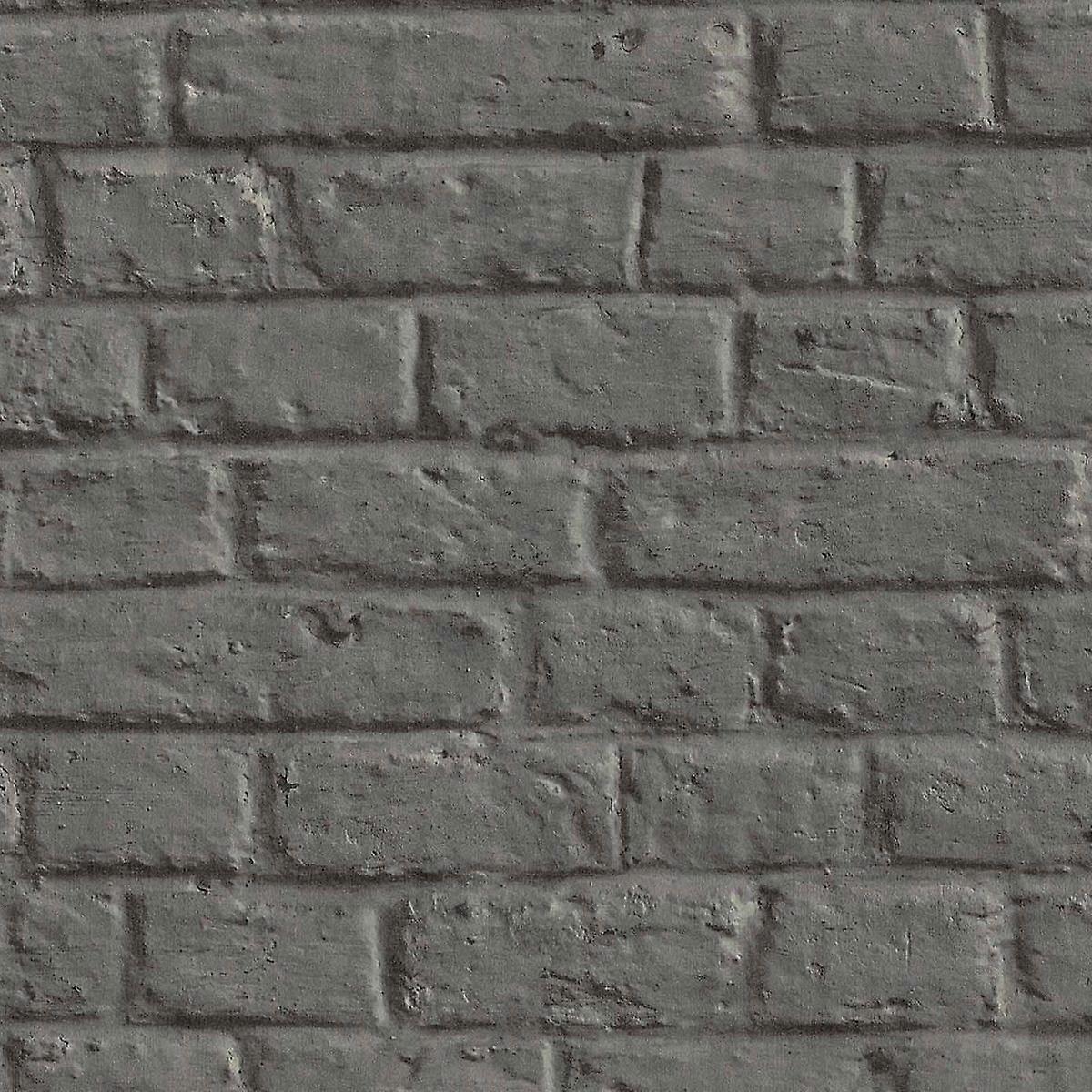 Charcoal Brick Effect Wallpaper