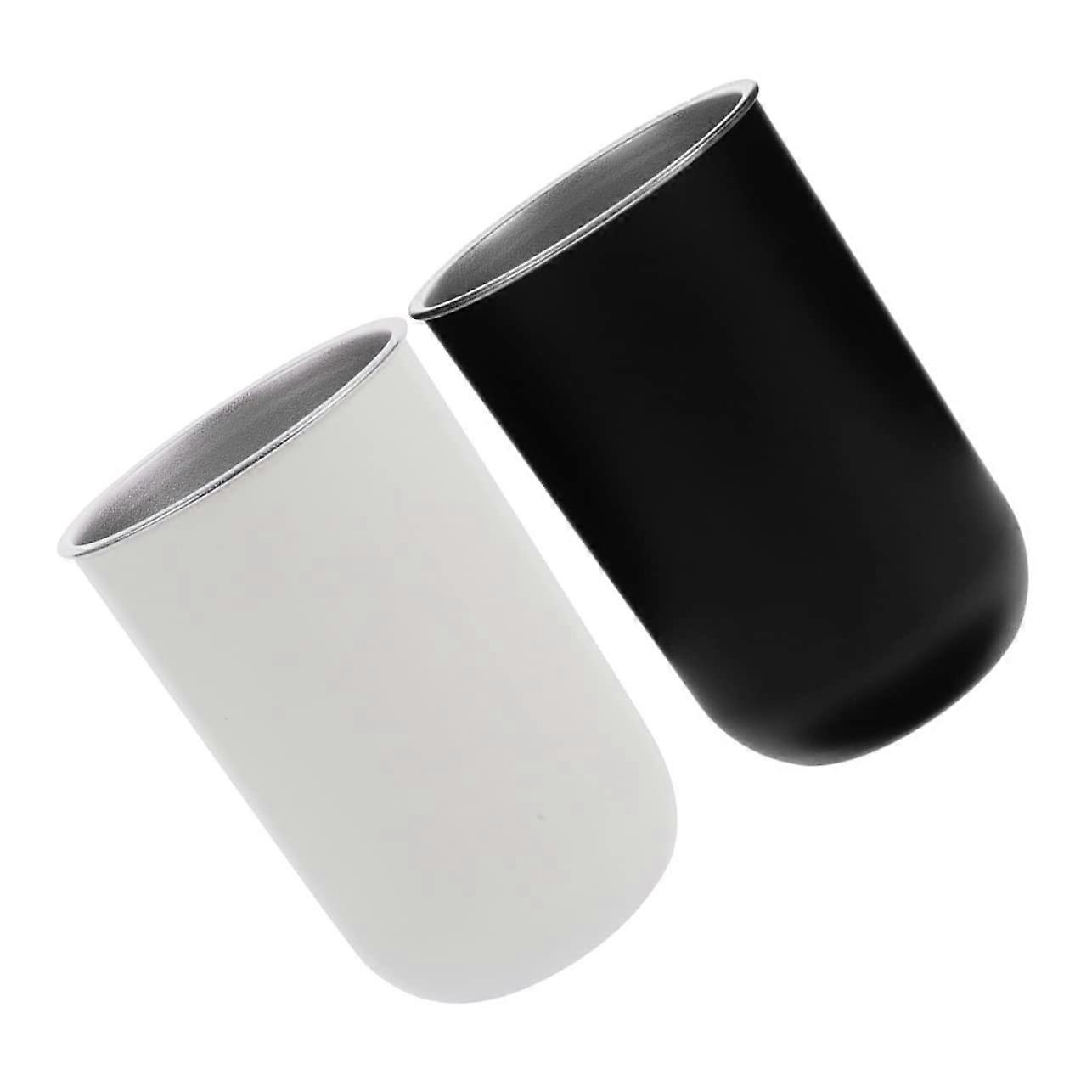 2pcs Unbreakable Stackable Toothbrush and Mouthwash Cups for Bathroom, Easy Clean Matte Finish