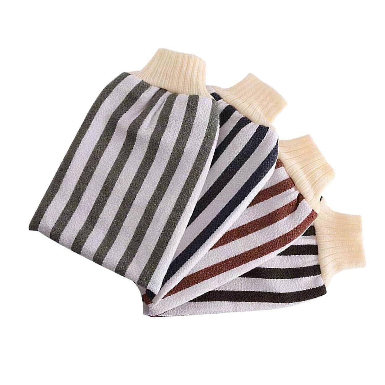 4 Pack Bath Exfoliating Gloves with Stainless Back Scrubber for Deep Body Cleansing Shower Use