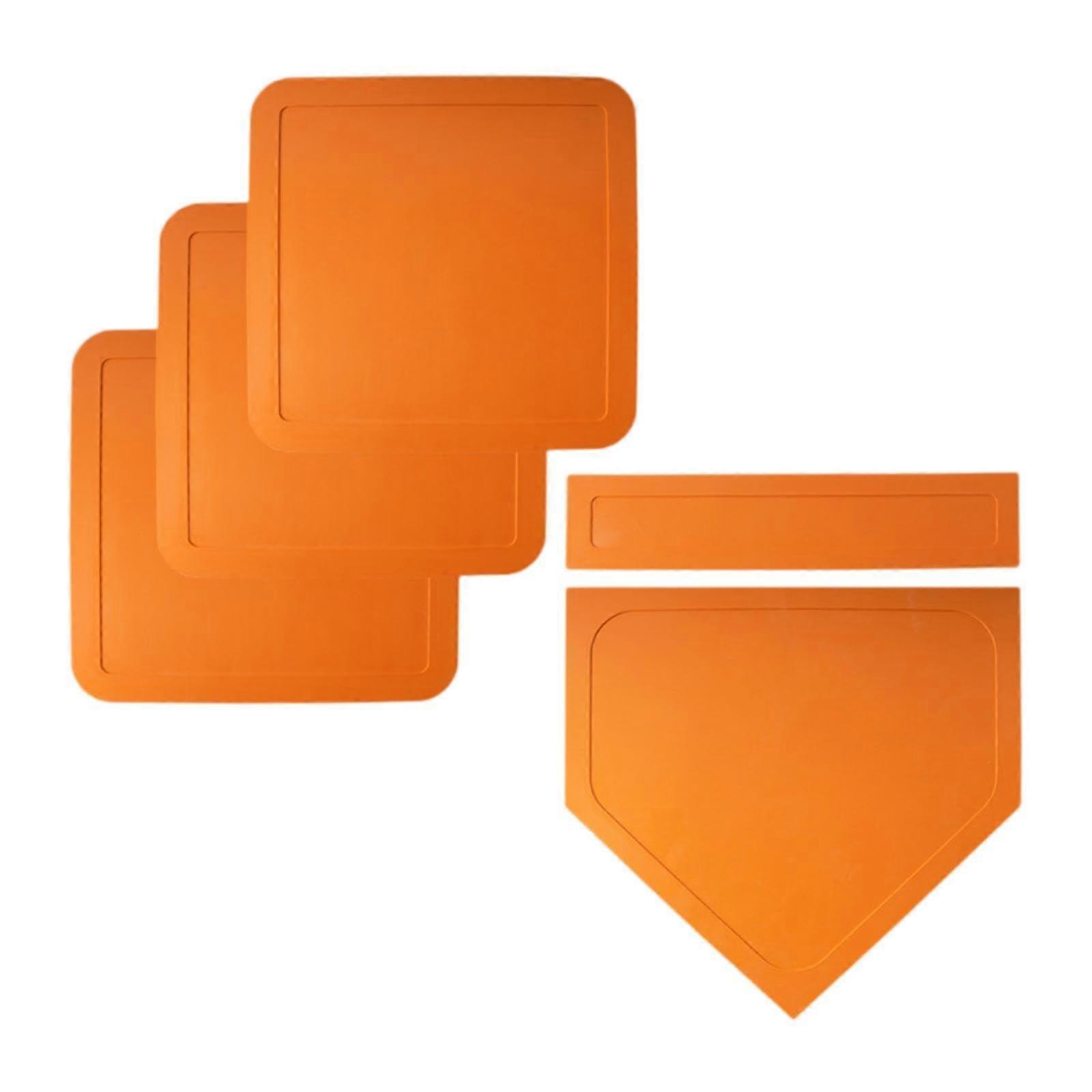 Orange Rubber Throw Down Baseball and Softball Bases Set for Practice and Training