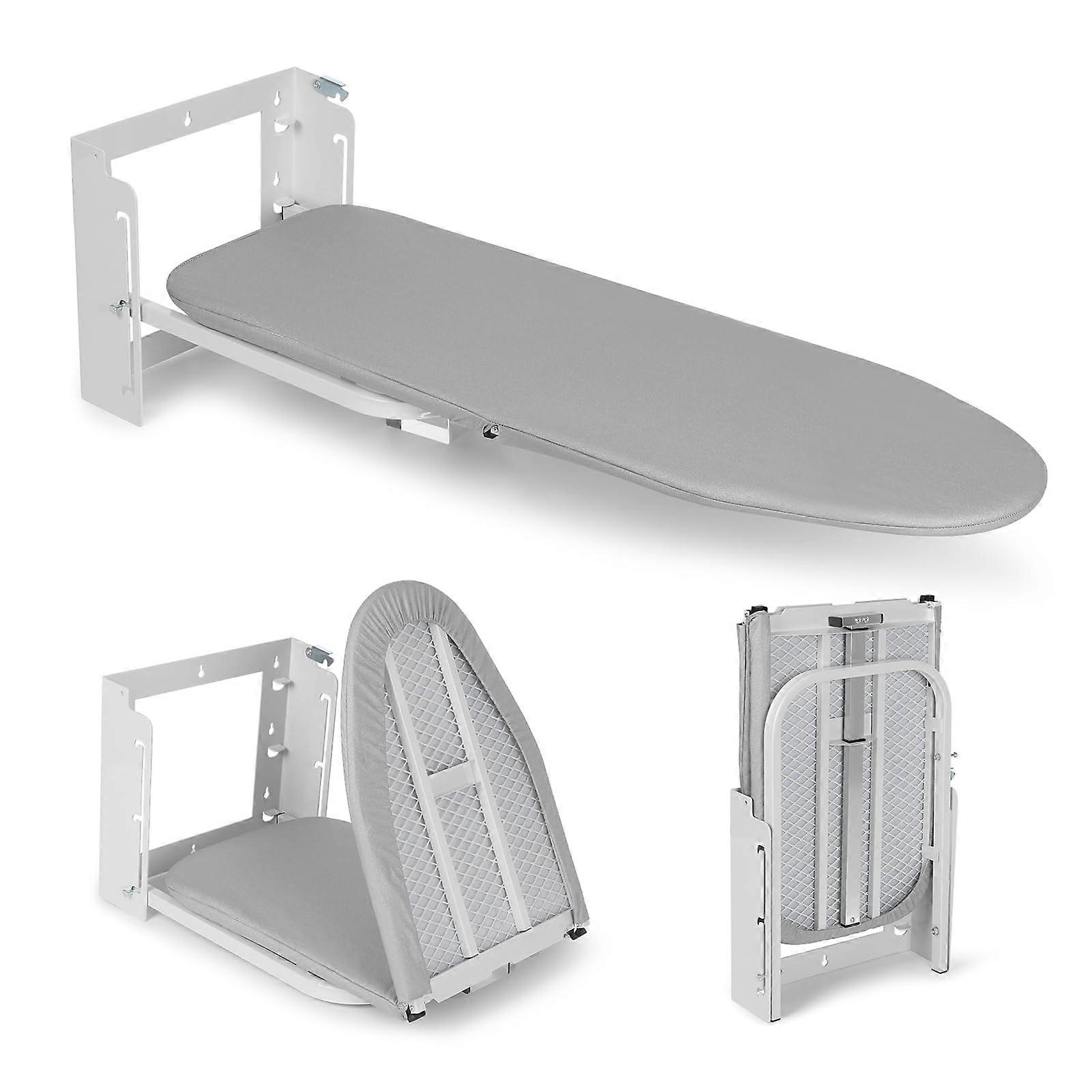 Wall Mounted Folding Ironing Board Adjustable Height with HeatResistant Cover for Small Spaces