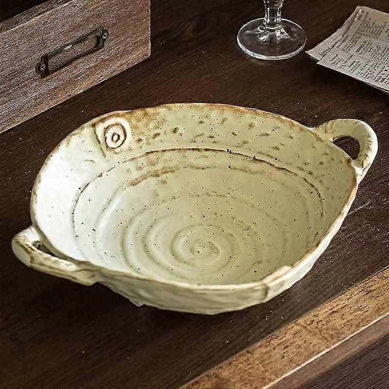 Handmade Vintage Ceramic Dinner Plates Rustic Pottery Salad Tableware Elegant Decorative Design