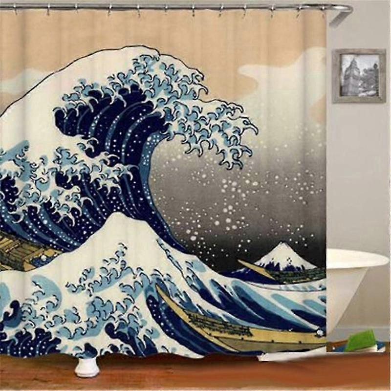 bathroom shower curtain set ocean themed with hooks