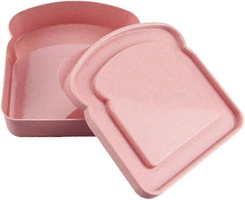 Pink Toast Shape Sandwich Container Bread Storage Box for Lunch and Compact Kitchen Organization