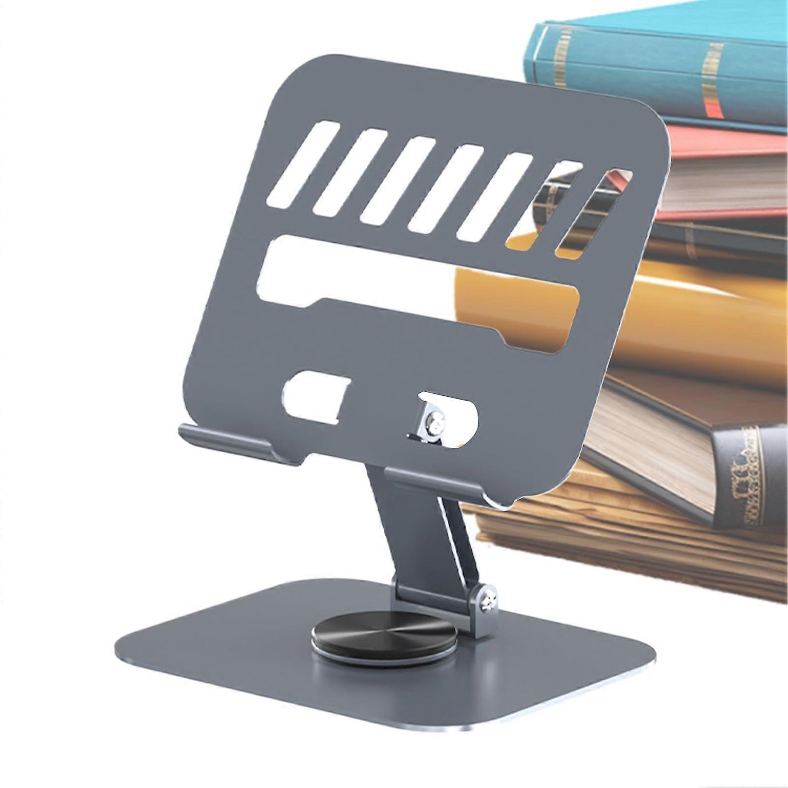 Tablet Stand for Desk with 360 Rotating Base, Ergonomic Adjustable Metal Holder, Slim SpaceSaving