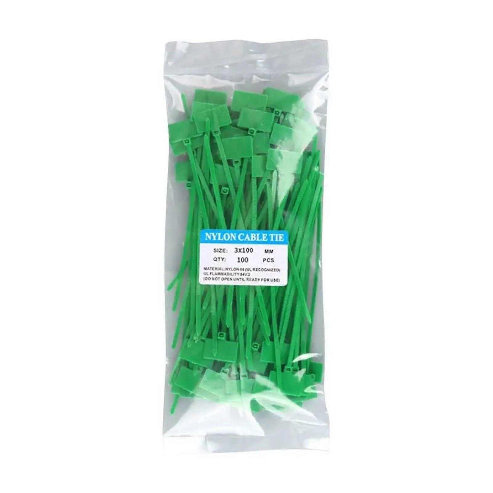 Cable Labels and Ties 100pcs Numbered Green Nylon Wire Marker SelfLocking for Quick ID