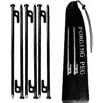 Tent Nails Wrought Iron Metal Nails Awning Nails Heavy Duty Camper Essentials 6 Pack Black 20cm Backpacker Camping Gazebo Fixed Tent Floor Panels Gard