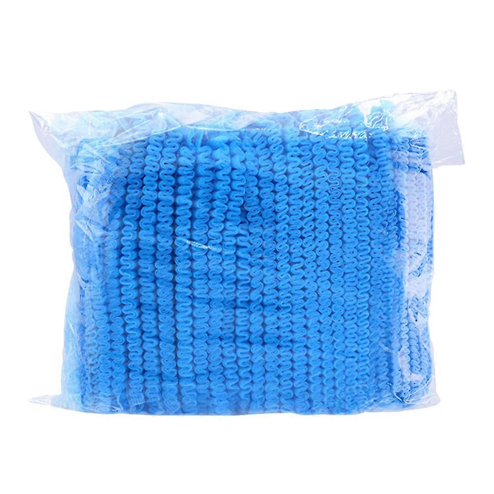 Bouffant Caps Disposable Work Hat for Protection 100Pcs Blue Elastic Design