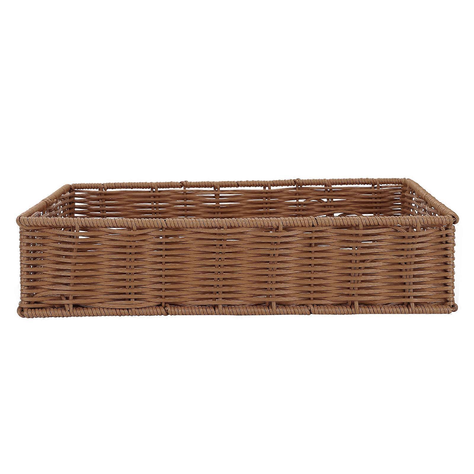 Rectangular Brown Fruit Basket for Storage Use 2Pcs Storage Basket