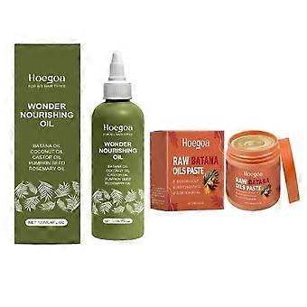 Raw Batana Oil Hair Growth Set - Kallpressad hårbottenmask och Wonder Growth Serum, Gör naturligt hår tjockare och stärker det för män och kvinnor 2025 Nytt