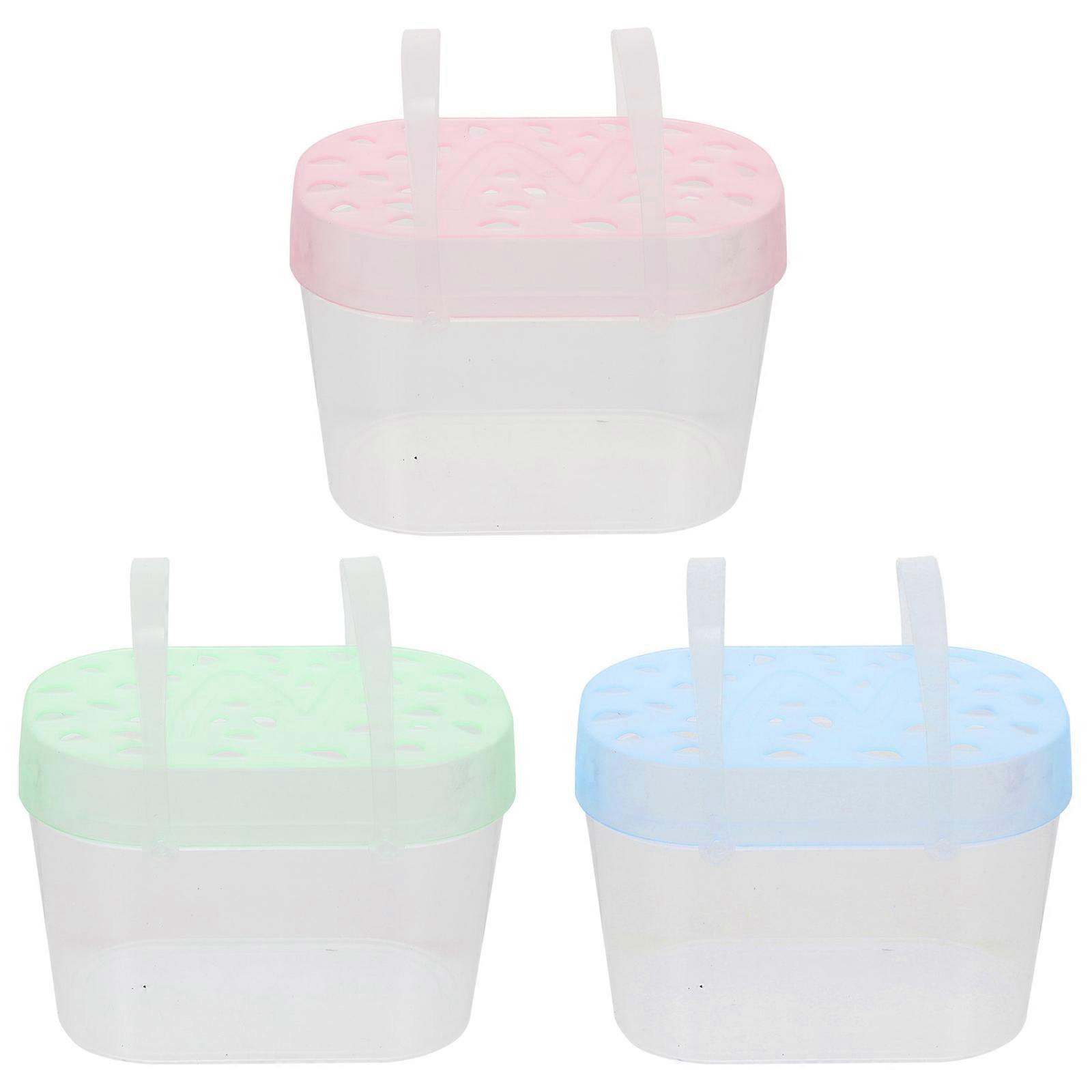 Small Pet Cage Hamster Carrier for Storage 3Pcs Assorted Color Plastic Boxes