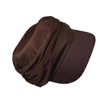 Béret plissé en coton et lin, design simple, casquette de baseball à long bord, accessoire de mode pour femme et fille, couleur café, à porter au quotidien.