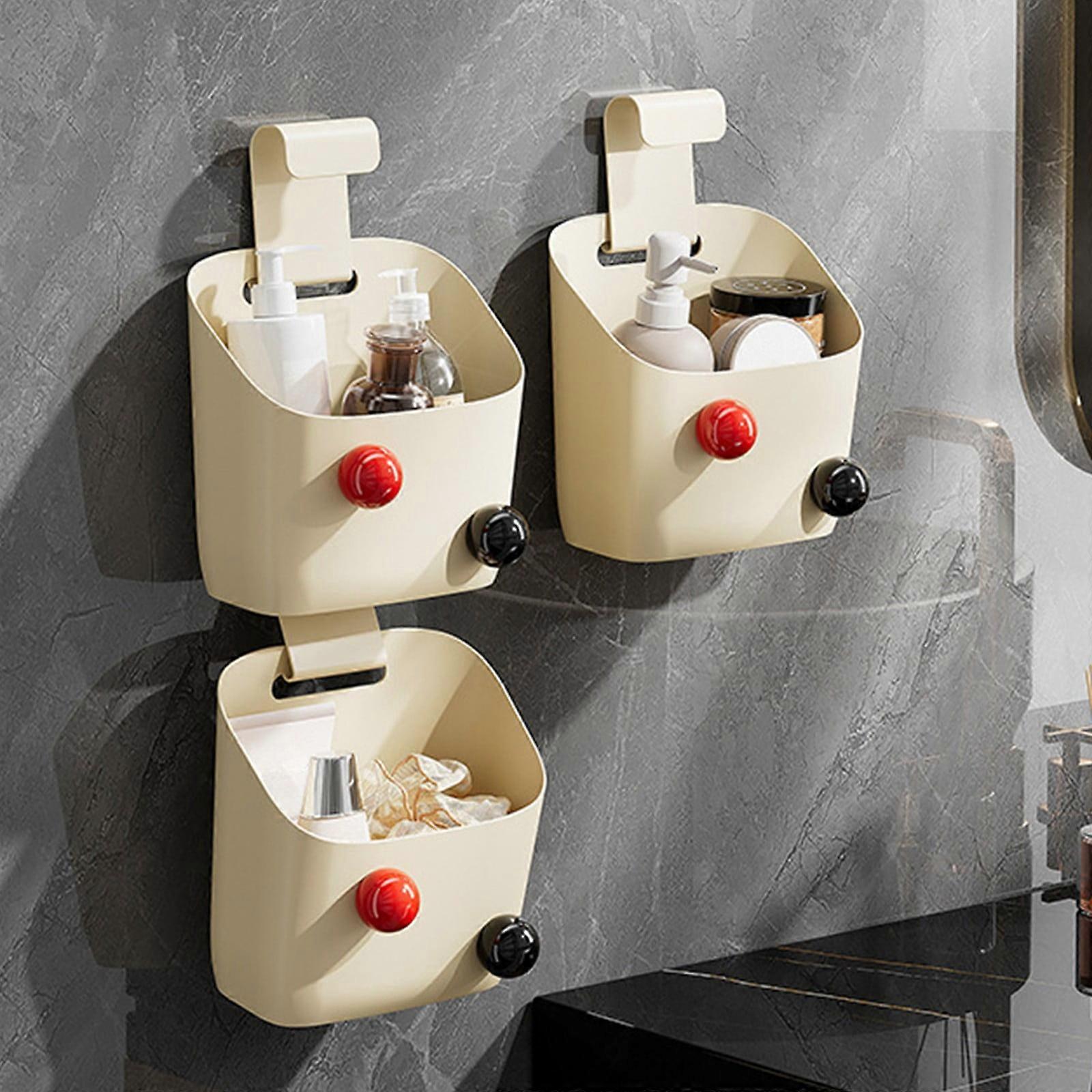 Multi Functional Wall Mounted Storage Basket, Dormitory Bedside Organizer Hanging Rack, Upper Bunk Bathroom Space Saving Storage Solution