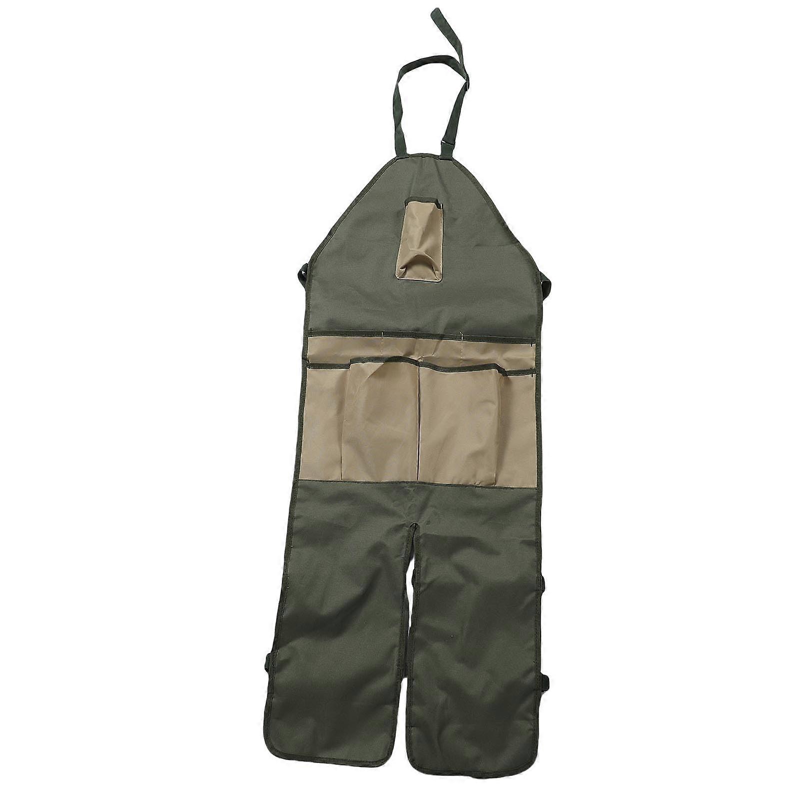 Gardening Apron with Full Body Coverage, Durable 600D Oxford, Multiple Pockets, Adjustable Straps, Green