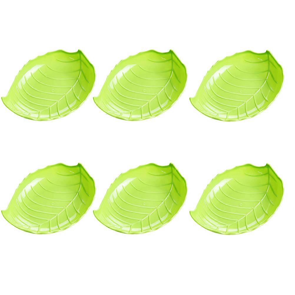 Fruit Plate Leaf Shape Dish for Serving 6Pcs Green Creative Fruit Plates