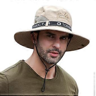 Cotton Sun Hat UV Protection Summer Hats Beach Hat Safari Boonie Hat Foldable Fishsing Hat with Adjustable Chin Strap-MZ014