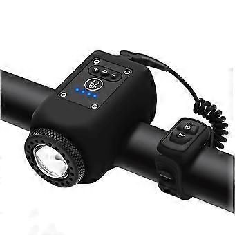Bike Horn & Headlight 2-in-1, USB Rechargeable, IPX5 Waterproof, 1200mAh Loud Adult Bell - Black