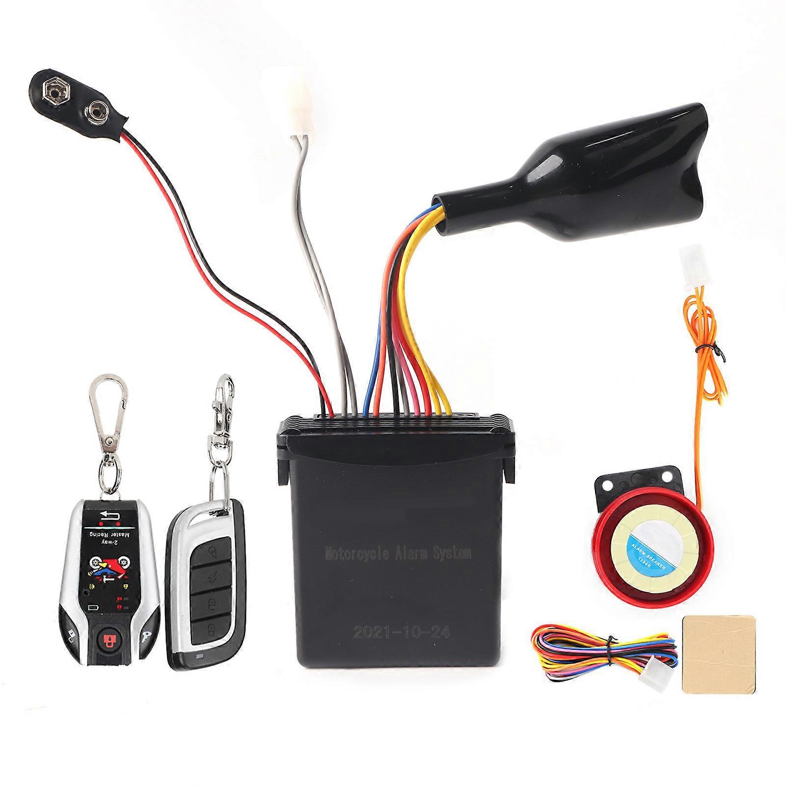 2 Way Remote Alarm Horn Waterproof Security System with Engine Start Function compatible Motorcycle