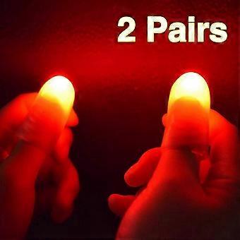 2 Paren Rode Magische Vinger Oplichtende Duimtoppen LED Vinger Lamp Duimen Licht Feest Magie Tricks_Lucky_B