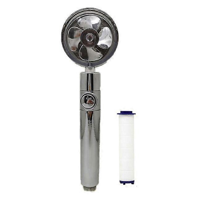 Bathroom 360 Rotation Shower Head Propeller Switch Water Saving Silver
