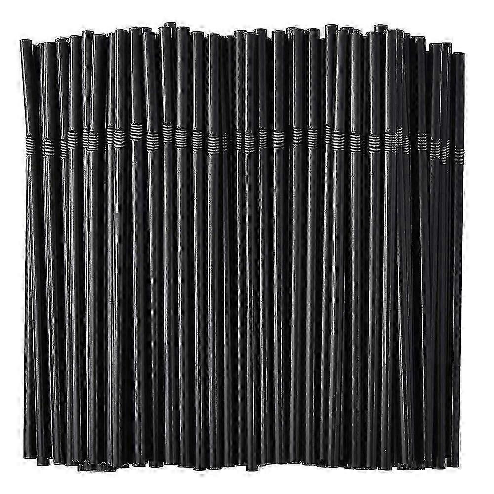 Flexible Plastic Drinking Straws 500-Pack Black 6mm Diameter Bulk Reusable
