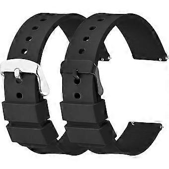 Cinturino in silicone da 2 pezzi, cinturino per orologio morbido impermeabile a sgancio rapido, fibbia in acciaio inossidabile argentato, compatibile con cinturino per orologio sportivo intelligente