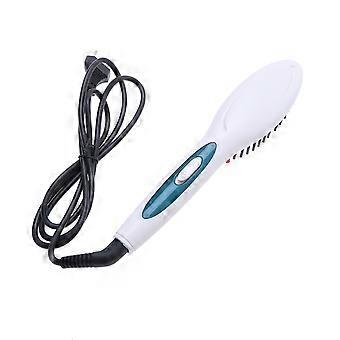 Hair Straightening Comb Electric Brush for Silky Hair White Ceramic