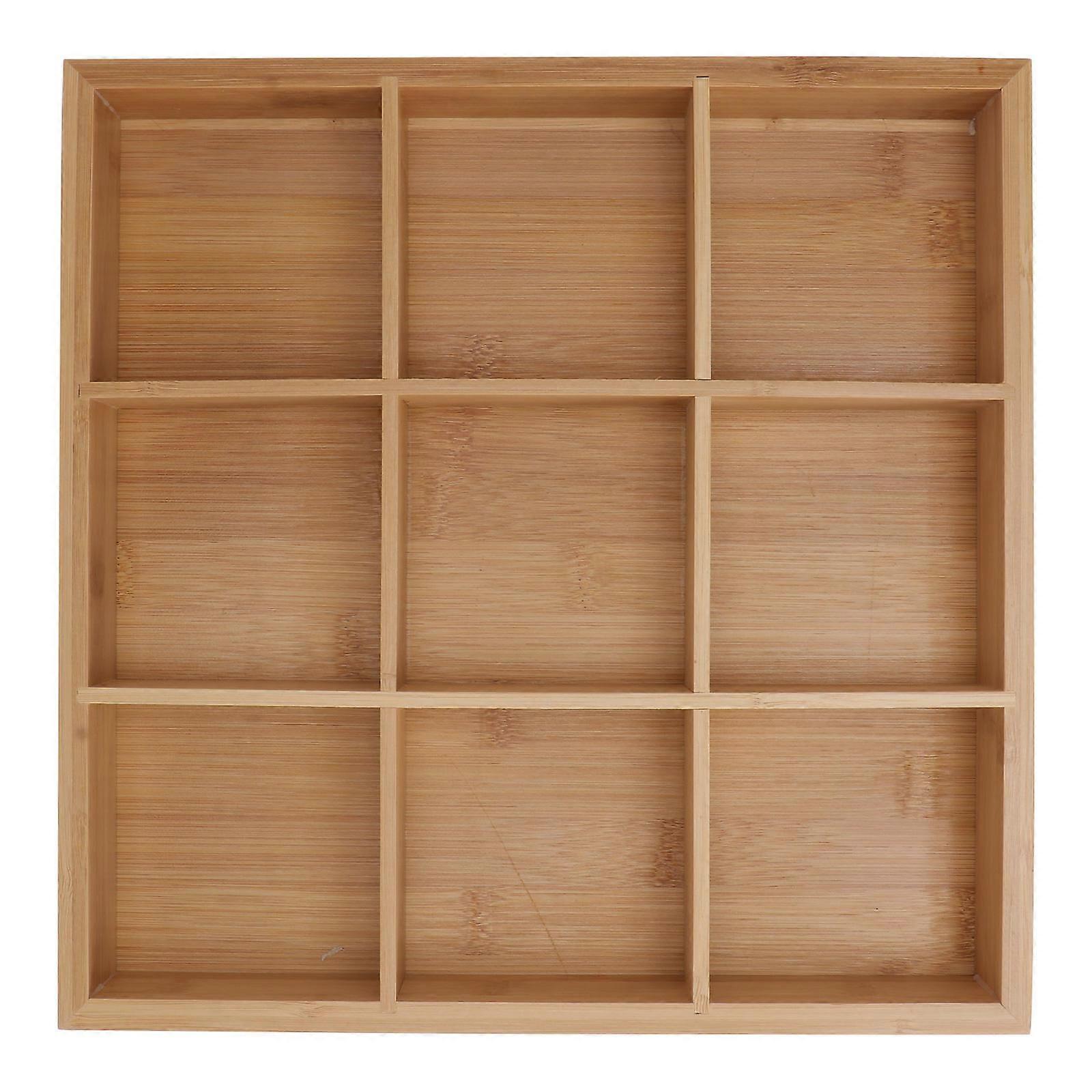 Nine-Grids Tray Bamboo Plate for Storage Use 1Pcs Vegetable