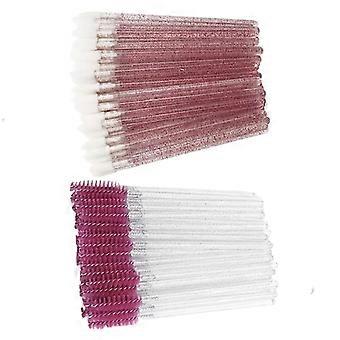 100 Pcs Multi-Functional Makeup Brush Set, Shimmer White Handle Eyelash Brush Lip Brush Eyebrow Comb with Lip Gloss Applicator