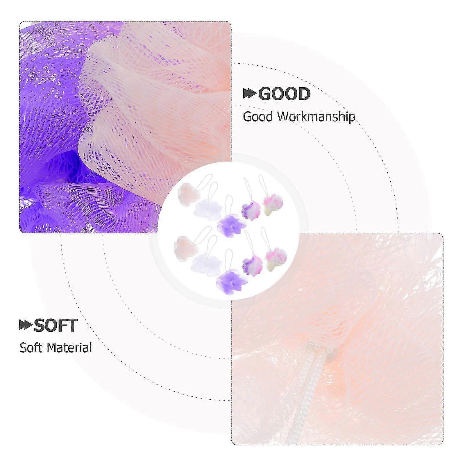 Assorted Color Bath Puff Sponge compatible with Body Cleaning 10Pcs Set