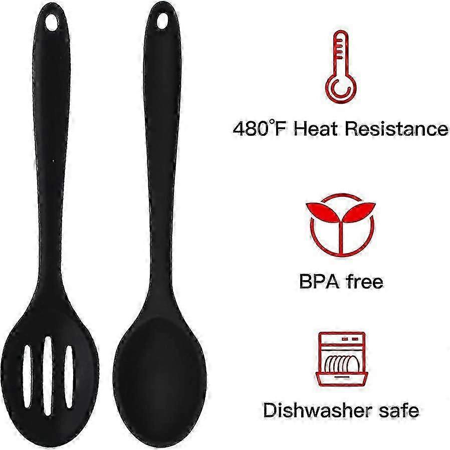 Silicone Spoons compatible with Cooking 2 Pcs Serving Spoons Slotted Spoons