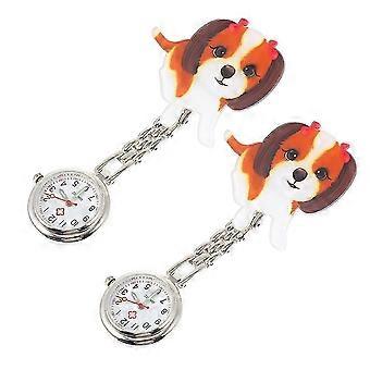 2Pcs Silver Cartoon Pocket Watch Hanging Style Decor Practical Gifts