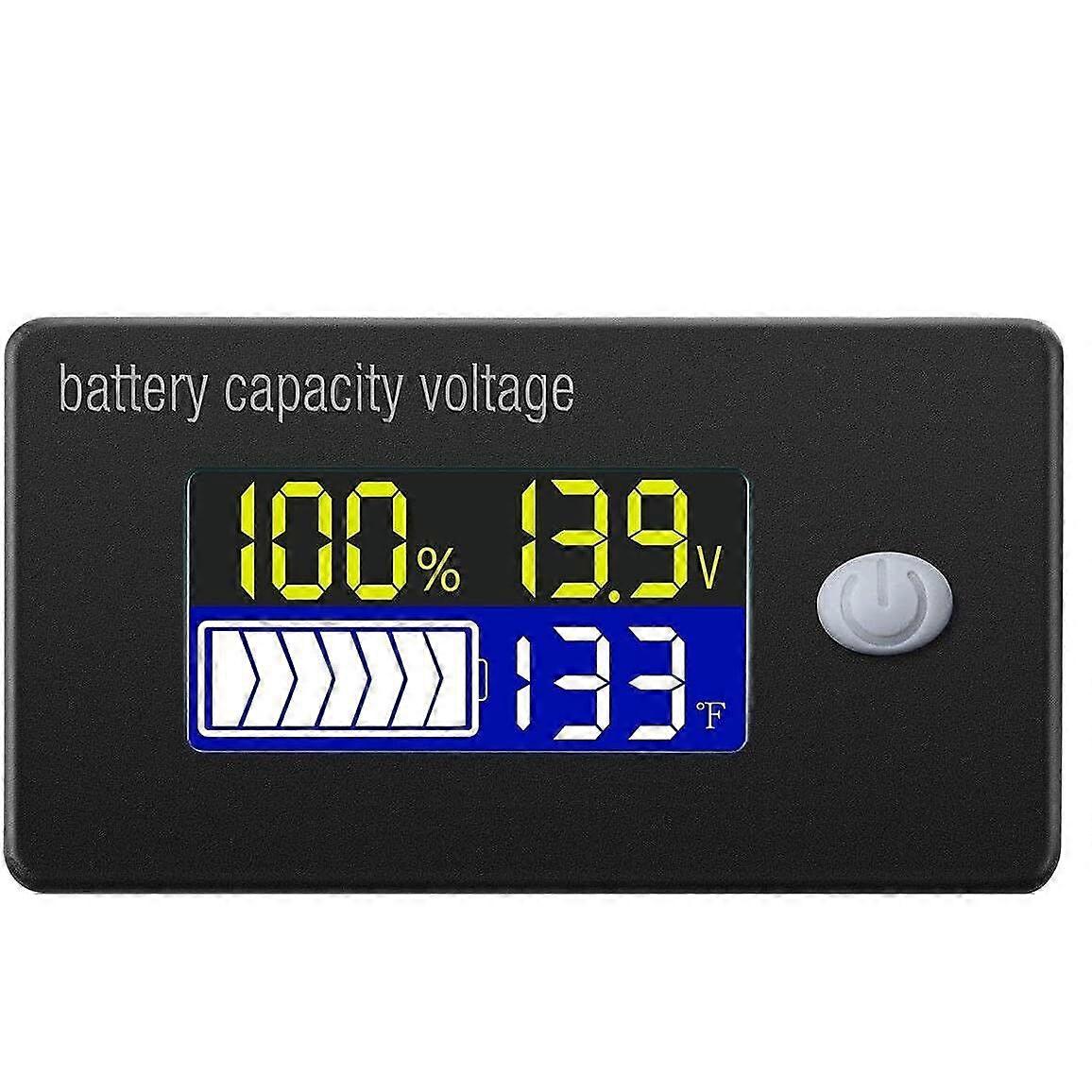 Battery Capacity Indicator 12V Display LCD Voltmeter Temperature Meter Tester