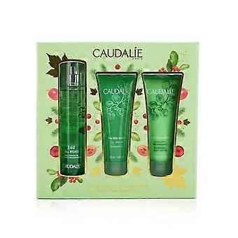 Caudalie Eau Des Vignes Christmas Coffret: Fresh Fragrance Spray 50ml + Shower Gel 50ml + Body Lotion 50ml (green Line)  3pcs