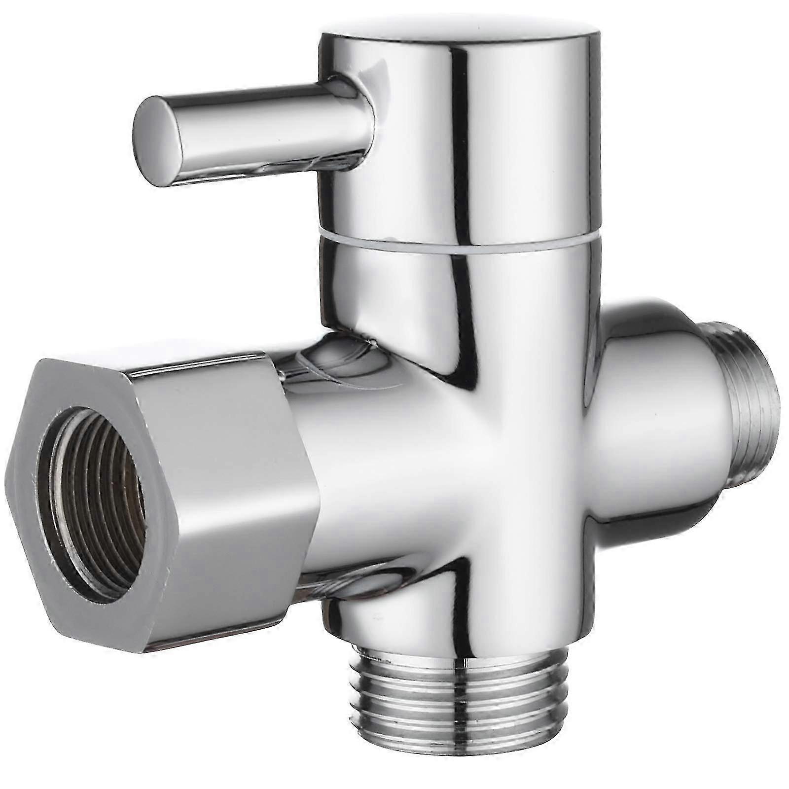 Three-way valve, solid brass material, 3/8/12/17 T-fitting, compatible with chrome-plated toilets.