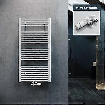 Design radiator, bathroom radiator - 1200x600 mm, white - 562 Watt power - steel - towel warmer.