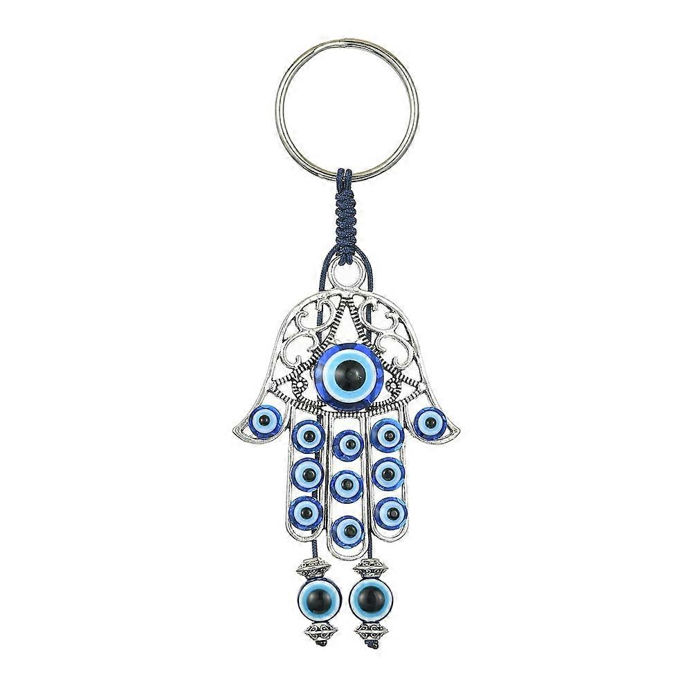 10pcs Alloy with Resin   Keychains with Iron Split Ring Hamsa Hand 10.7cm