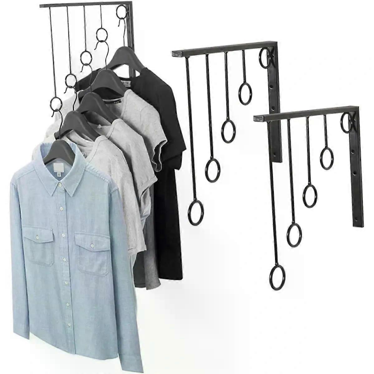 Iron Black Mounted Rack Ring Holder Clothes Display 5 Wall