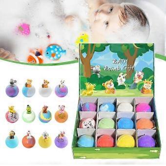 Bola de banho orgânica para crianças com pele sensível. Bolhas abundantes e cores vibrantes. Ideal para presentear no Natal.