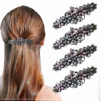 Sparkling Rhinestone Crystal Hairpins for Women and Girls, Vintage Geometric Hair Clips, Set of 4, 8x3 cm