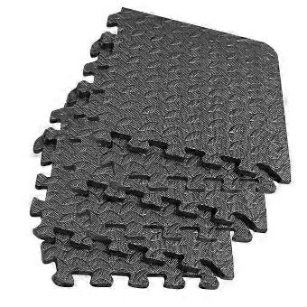 6Pcs EVA Leaf Grain Floor Mats Splicing Floor Pads Patchwork Rugs Thickened Floor Cushion for Gym Dance Room Black_RhZc