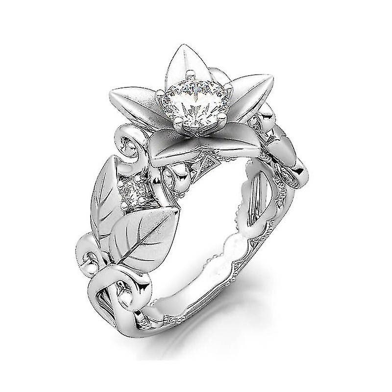 Womens White Gold Filled Cz Round Ring