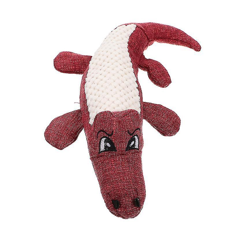 28X12cm Red Stuffed Animals Squeaky Dog Toy Durable Stuffed Teething Chew Toy Crocodile Shape Kids P